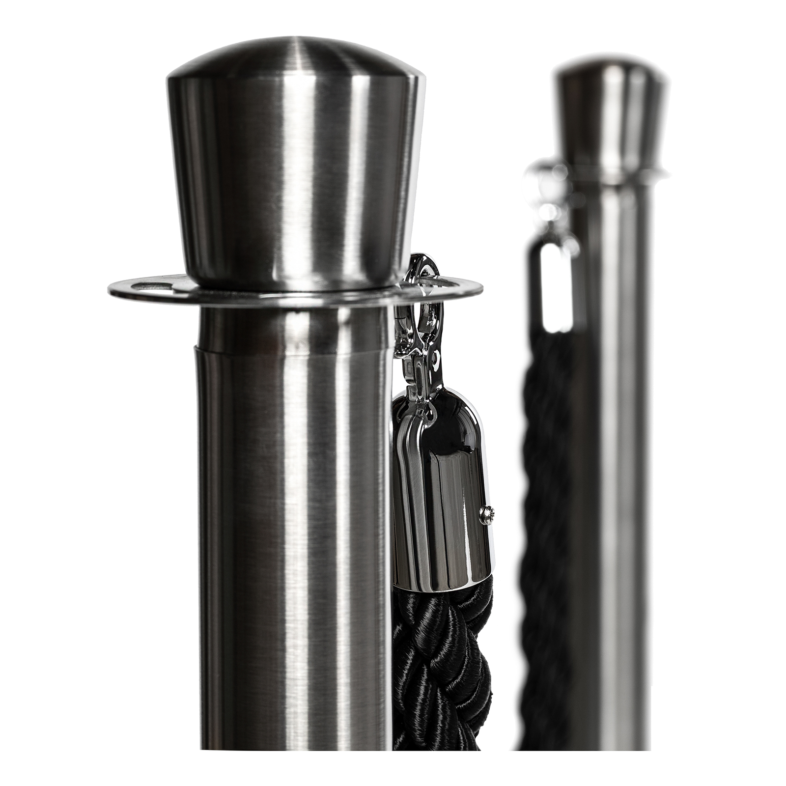 Jonotustolppa, setti 2 tolppaa ja 1 must