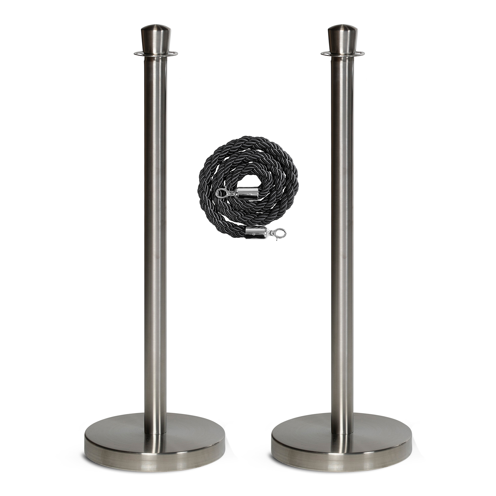 Jonotustolppa, setti 2 tolppaa ja 1 must